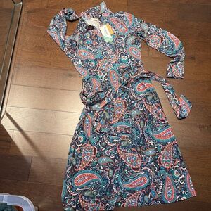 Boden Multicolor Paisley Long Sleeve Dress
